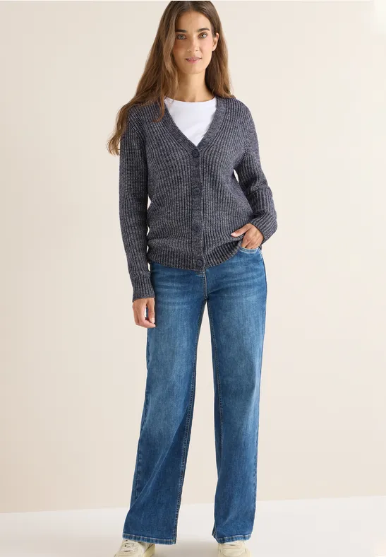 Chunky Melange Cardigan urban dark blue