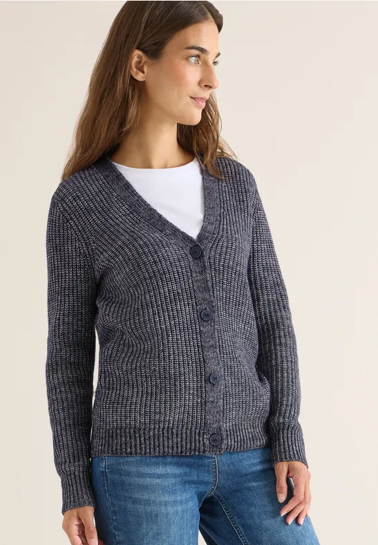 Chunky Melange Cardigan urban dark blue