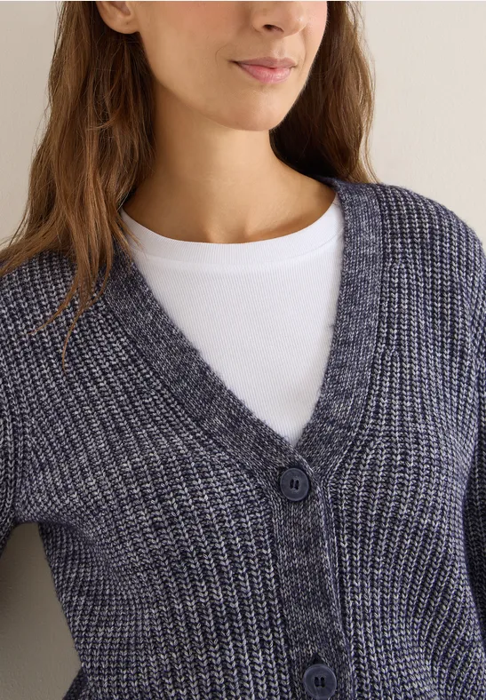 Chunky Melange Cardigan urban dark blue