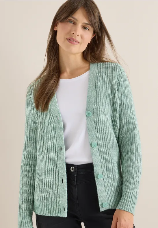 Chunky Melange Cardigan jewel green melange