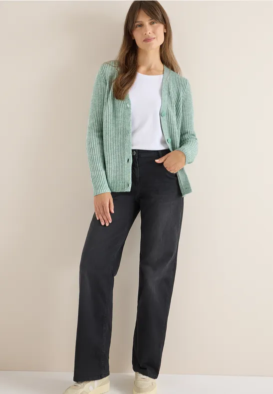 Chunky Melange Cardigan jewel green melange