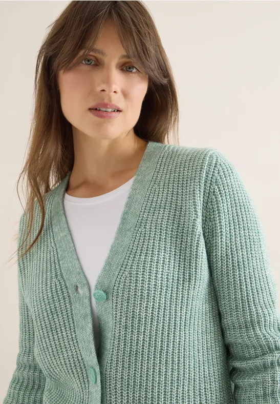 Chunky Melange Cardigan jewel green melange