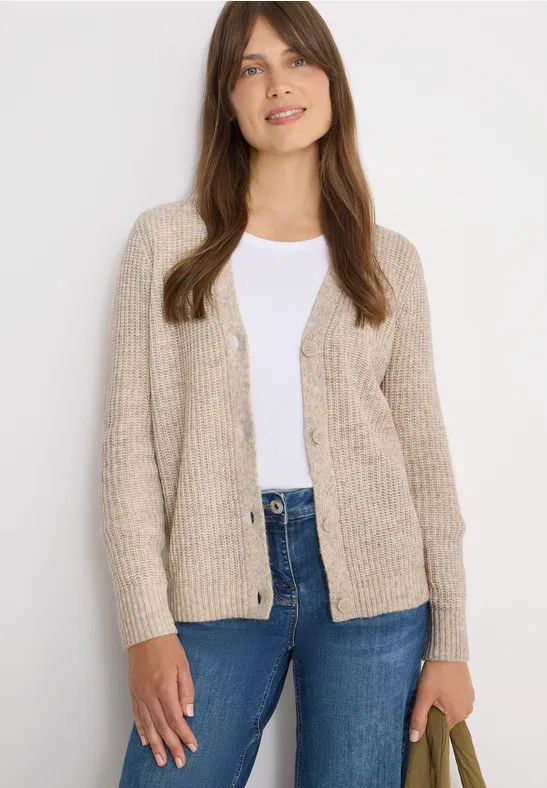 Chunky Melange Cardigan toffee cream melange