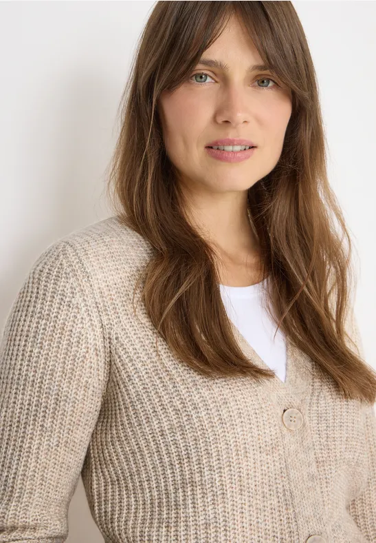 Chunky Melange Cardigan toffee cream melange