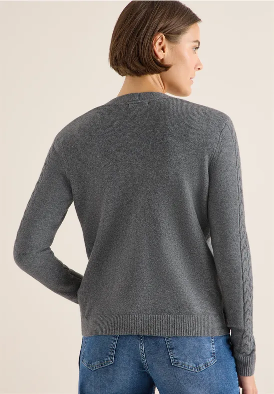 Cardingan mit Strickdetails flint grey melange