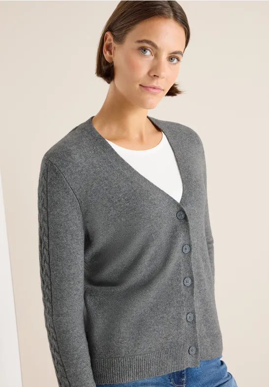 Cardingan mit Strickdetails flint grey melange