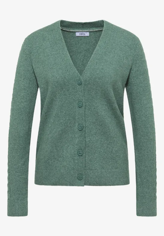 Cardingan mit Strickdetails jewel green melange