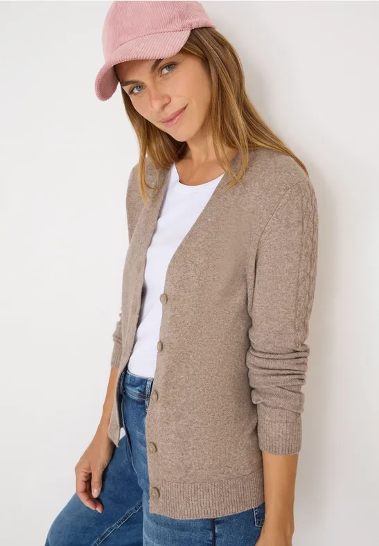 Cardingan mit Strickdetails toffee cream melange