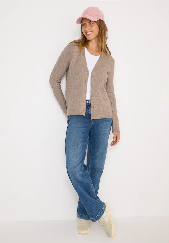 Cardingan mit Strickdetails toffee cream melange