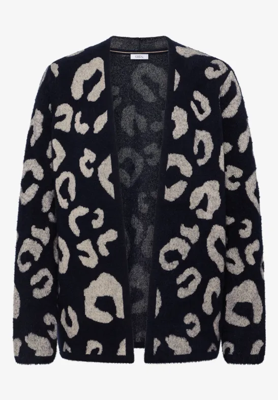 Offener Federgarn Cardigan urban dark blue