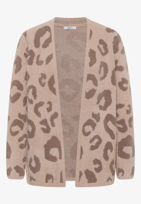 Offener Federgarn Cardigan sandalwood beige