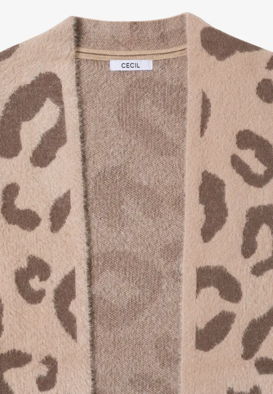 Offener Federgarn Cardigan sandalwood beige