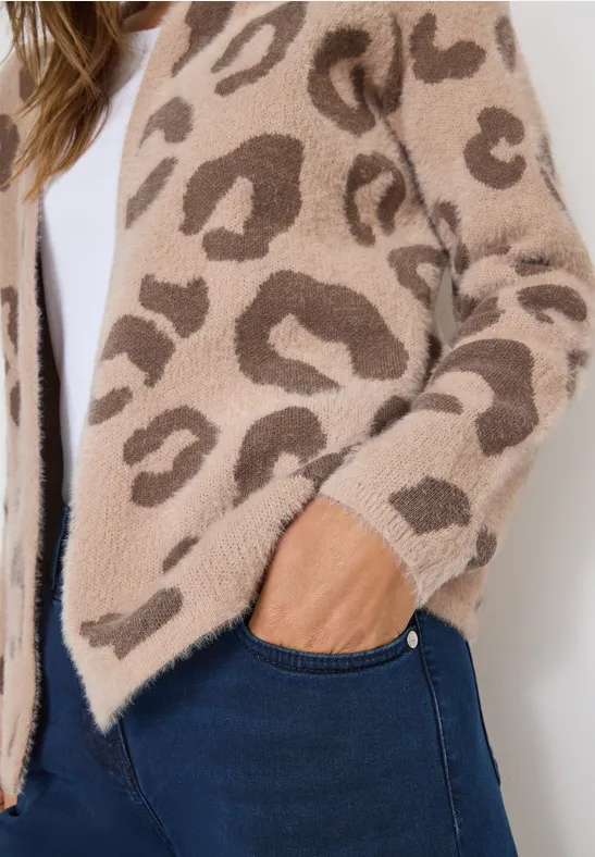 Offener Federgarn Cardigan sandalwood beige