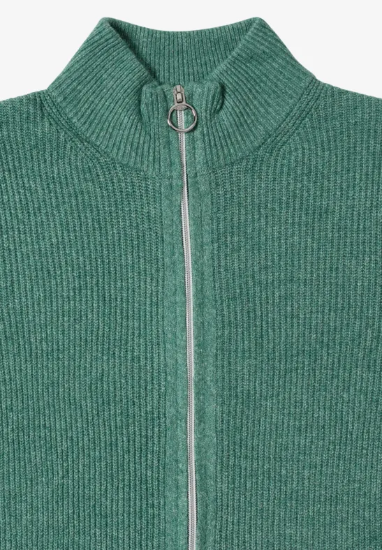 Cosy Cardigan mit Zipper jewel green melange