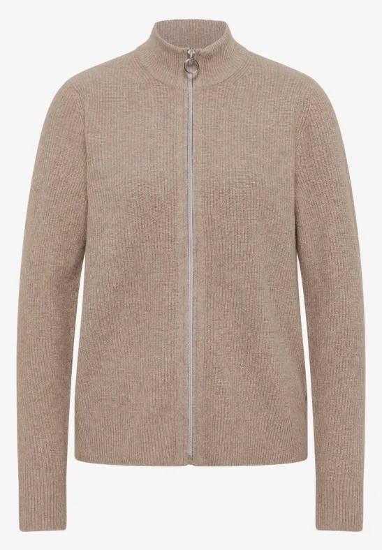 Cosy Cardigan mit Zipper toffee cream melange