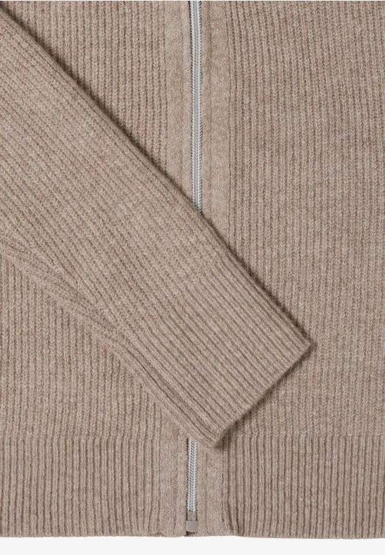 Cosy Cardigan mit Zipper toffee cream melange