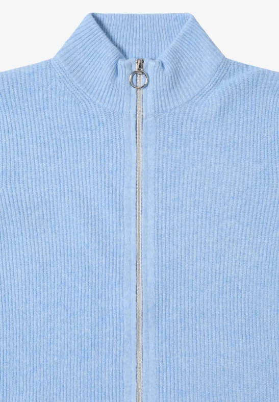 Cosy Cardigan mit Zipper sporty light blue melange