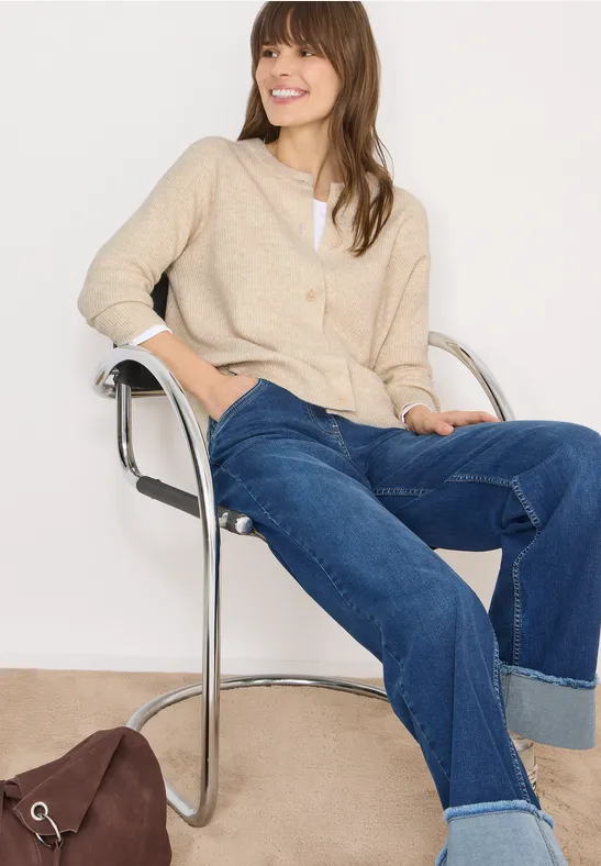 Kurzer Cardigan egg beige melange