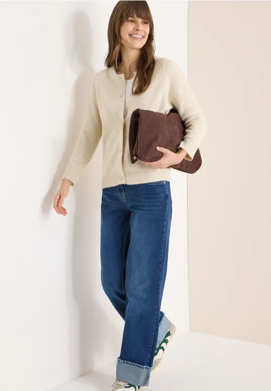 Kurzer Cardigan egg beige melange