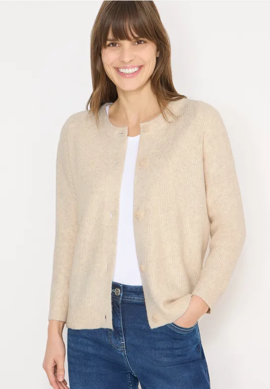 Kurzer Cardigan egg beige melange