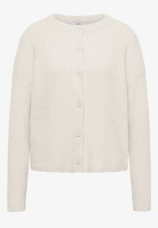 Geribd vest van verengaren light greige