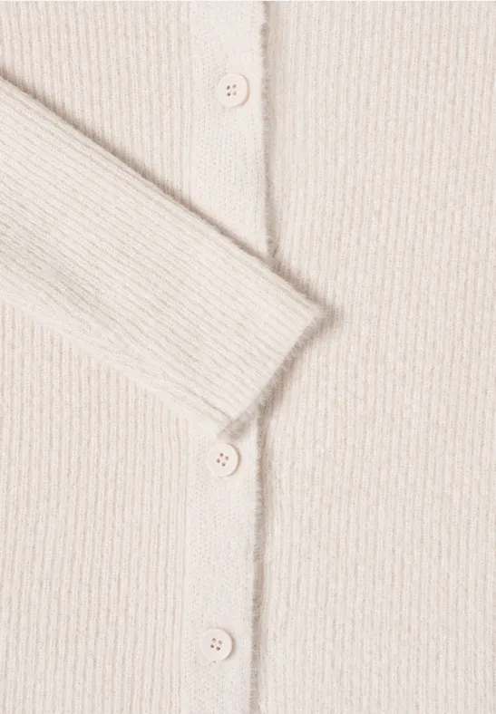 Geribd vest van verengaren light greige
