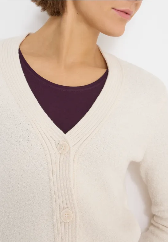 Zacht bouclé vest light greige