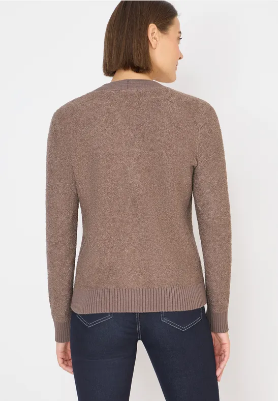 Zacht bouclé vest chocolate mousse melange