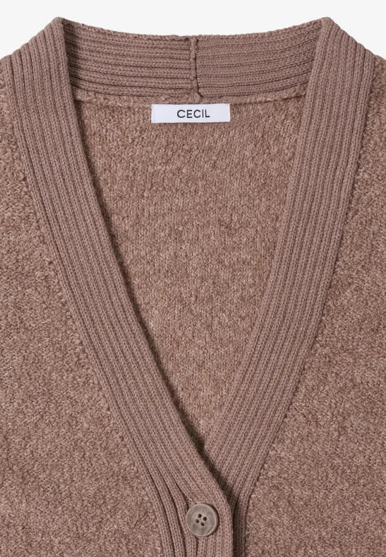 Zacht bouclé vest chocolate mousse melange