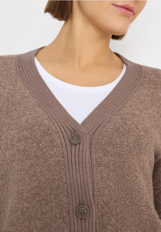 Zacht bouclé vest chocolate mousse melange