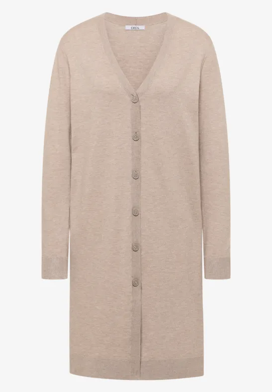 Langer Cardigan sandalwood beige melange