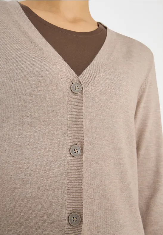 Langer Cardigan sandalwood beige melange