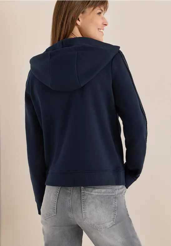 Sweatjacke mit Zopfmuster urban dark blue