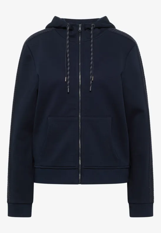 Sweatjacke mit Zopfmuster urban dark blue