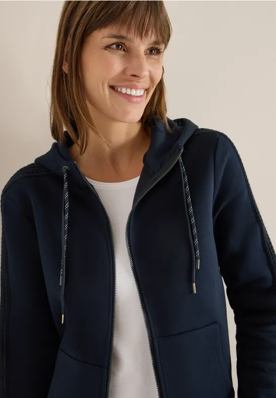 Sweatjacke mit Zopfmuster urban dark blue
