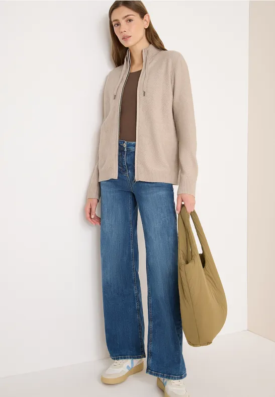 Vest met opstaande kraag sandalwood beige melange