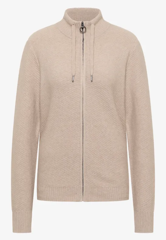 Vest met opstaande kraag sandalwood beige melange