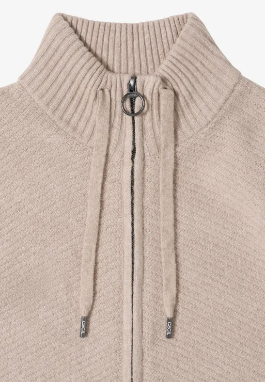 Vest met opstaande kraag sandalwood beige melange
