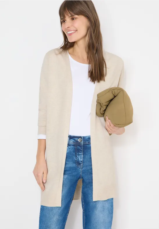 Long cardigan basique egg beige melange