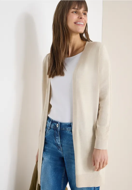 Long cardigan basique egg beige melange