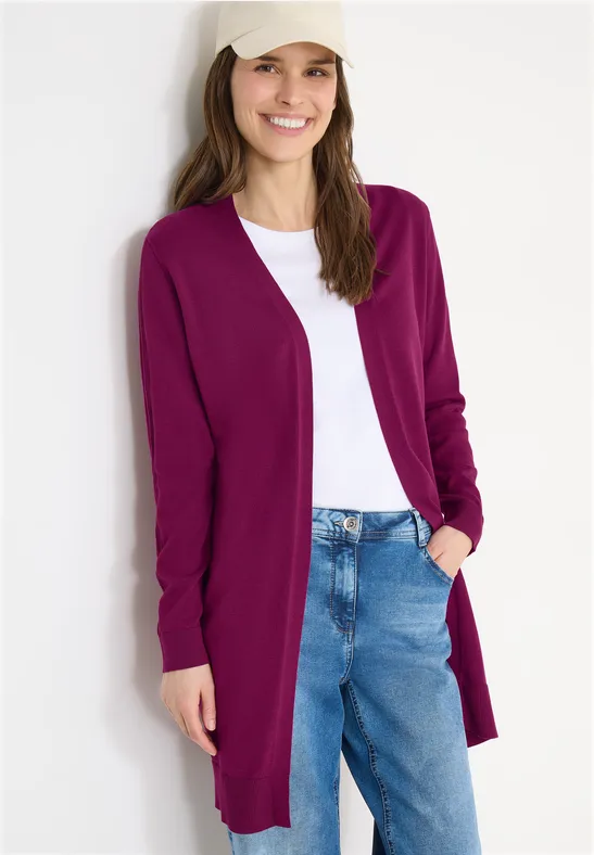 Long cardigan basique magenta purple