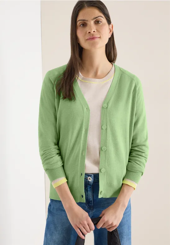Basic Cardigan bamboo green melange