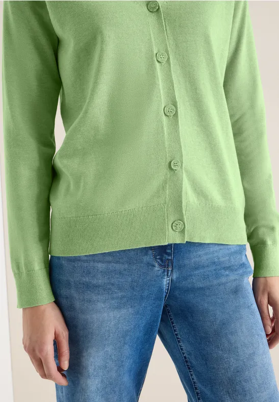 Basic Cardigan bamboo green melange
