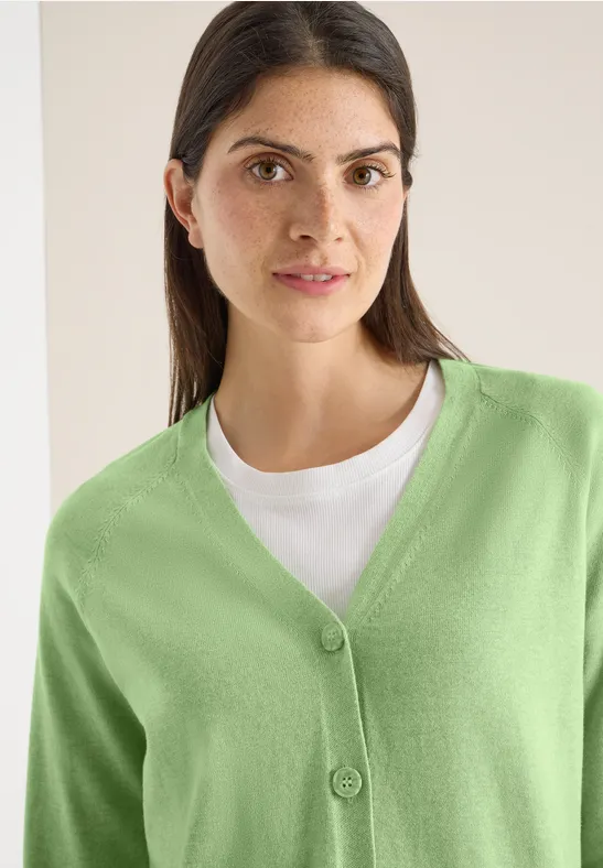 Basic Cardigan bamboo green melange