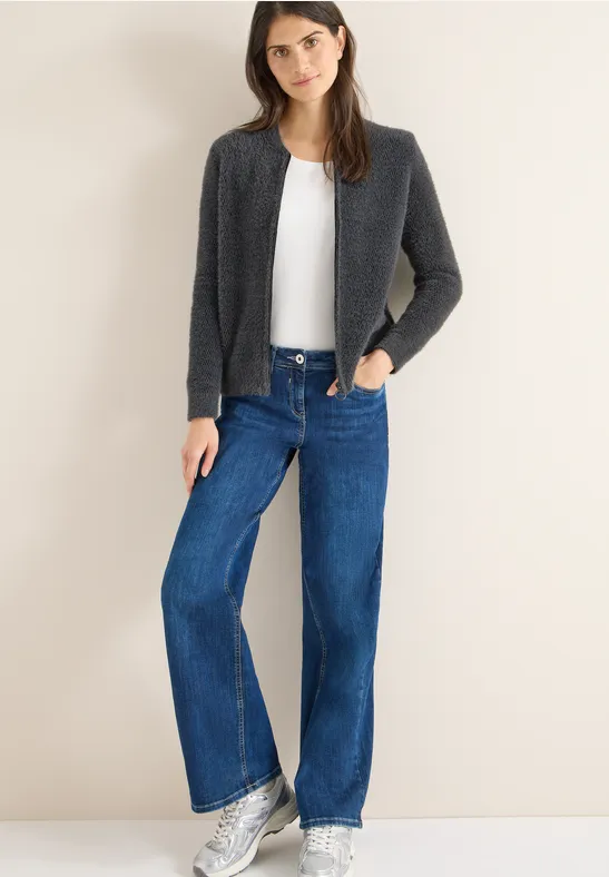 Cardigan jacquard avec fermeture éclair Black