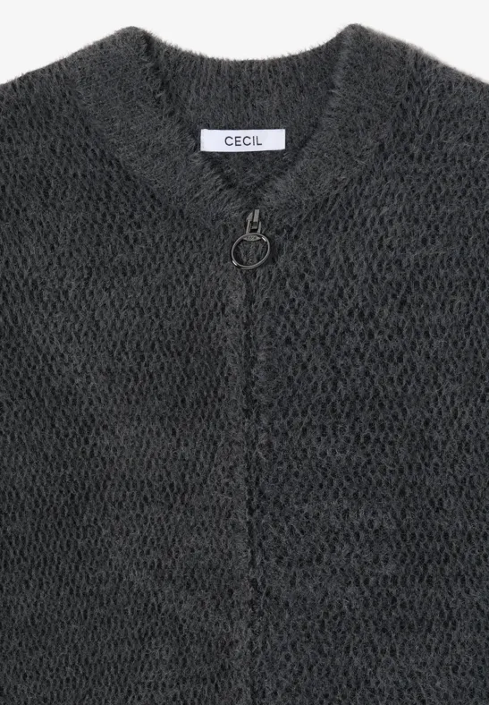 Cardigan jacquard avec fermeture éclair Black