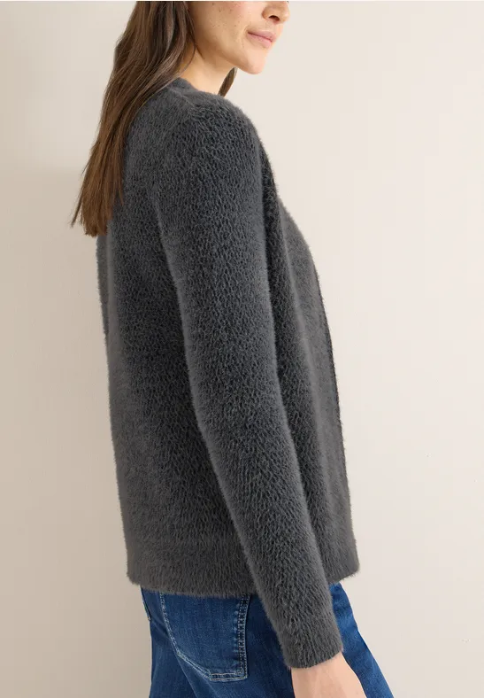 Cardigan jacquard avec fermeture éclair Black