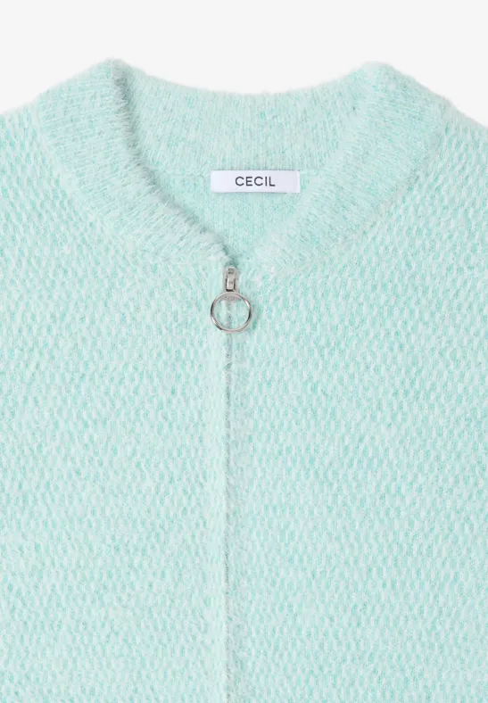 Cardigan jacquard avec fermeture éclair light foam blue
