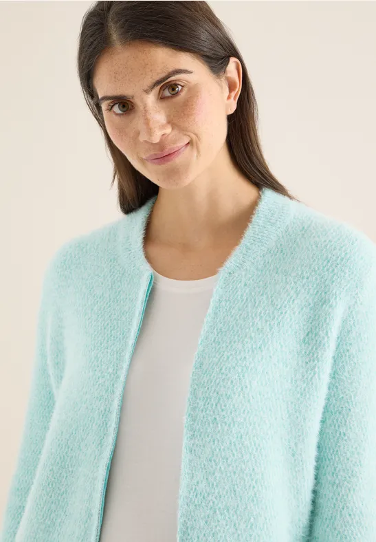 Cardigan jacquard avec fermeture éclair light foam blue