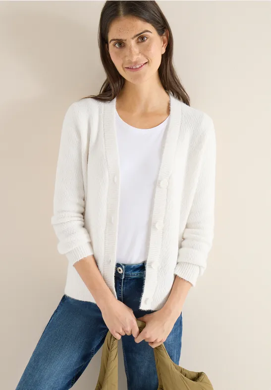 Vest van verengaren light greige